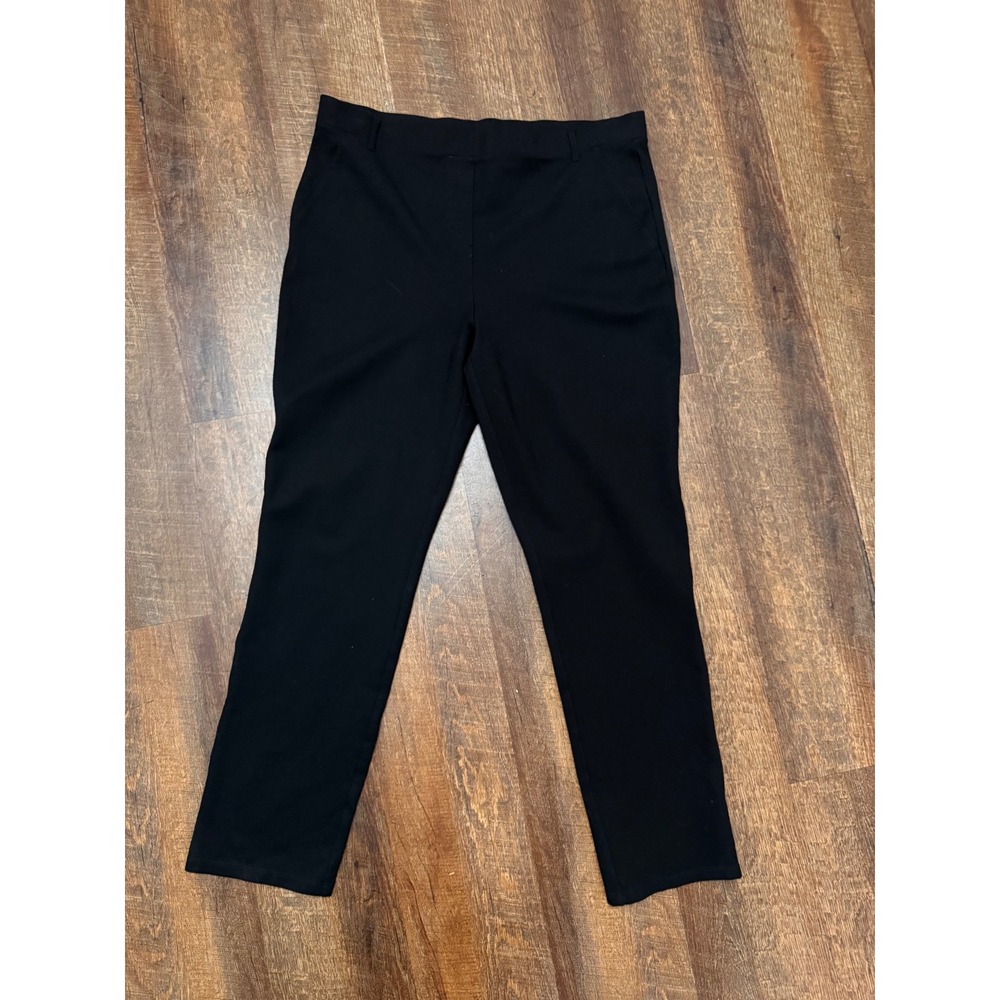 Quince Black Stretch Ponte Pants XL Pull On Slim Straight Career Office